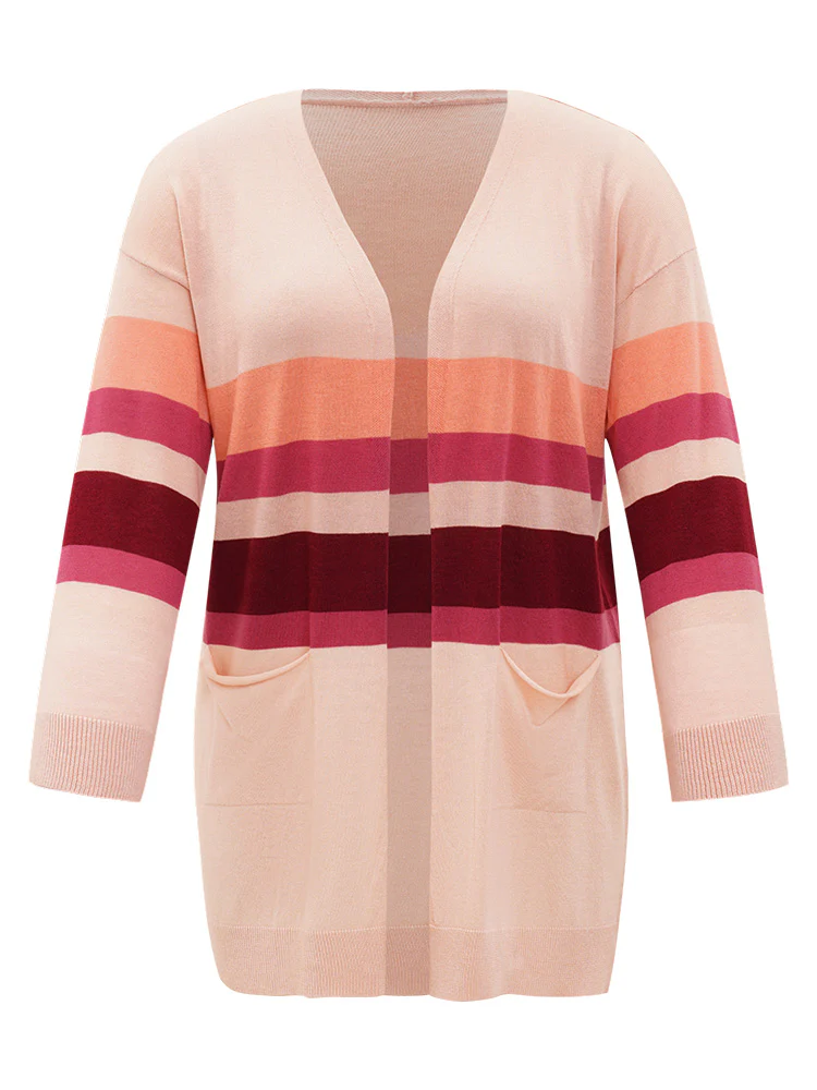 Supersoft Essentials Colorblock Open Front Tunic Pocket Cardigan - Image 7