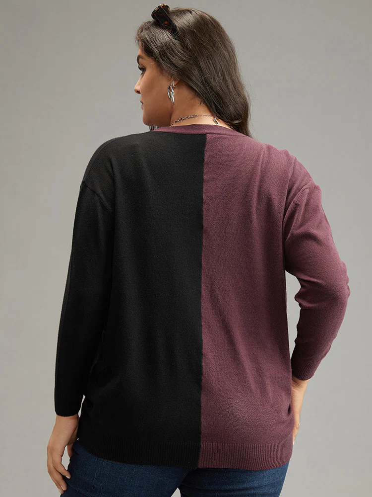 Supersoft Essentials Colorblock Surplice Neck Elastic Hem Pullover - Image 2