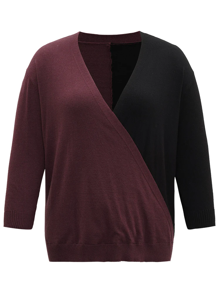 Supersoft Essentials Colorblock Surplice Neck Elastic Hem Pullover - Image 8