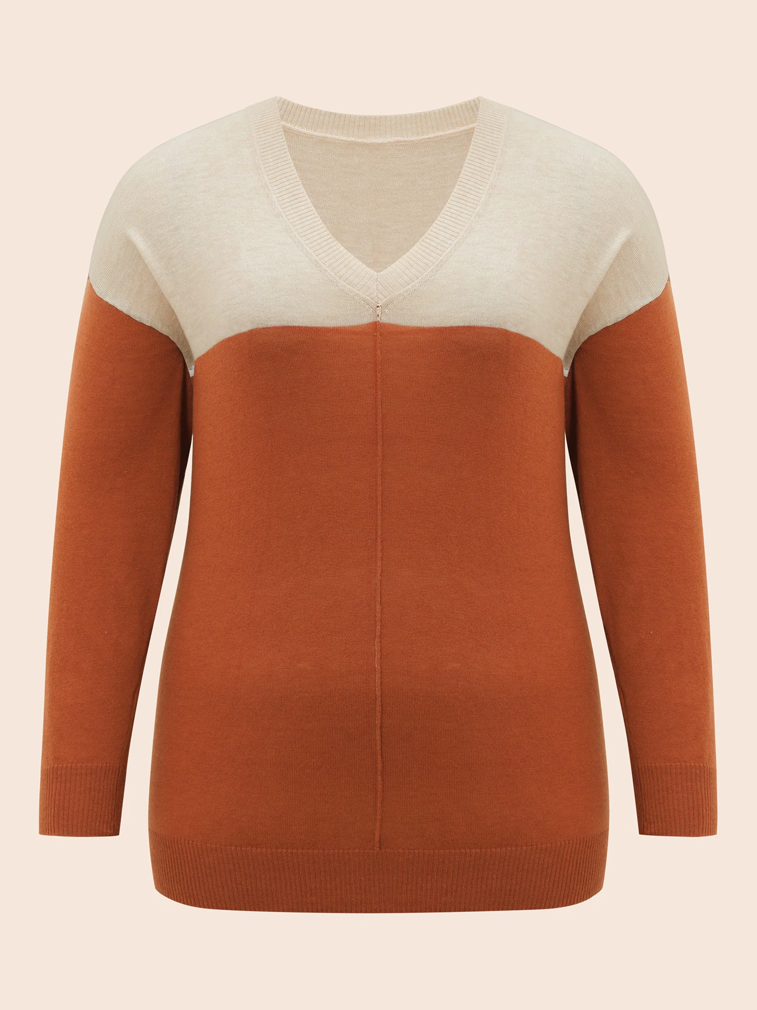 Supersoft Essentials Colorblock Two Tone Patchwork V Neck Pullover - Image 13
