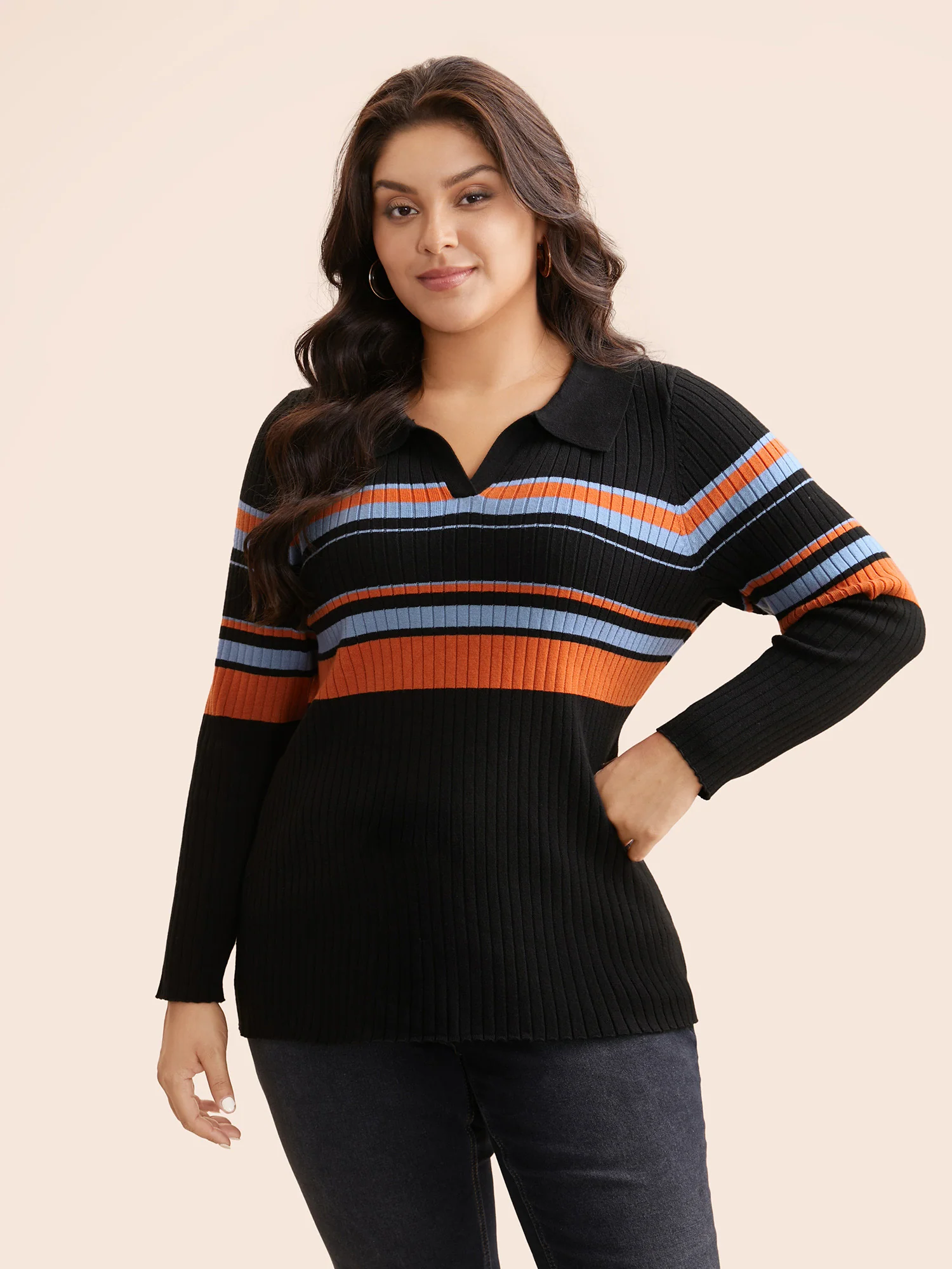 Supersoft Essentials Colored Striped Polo Neck Pullover - Image 2