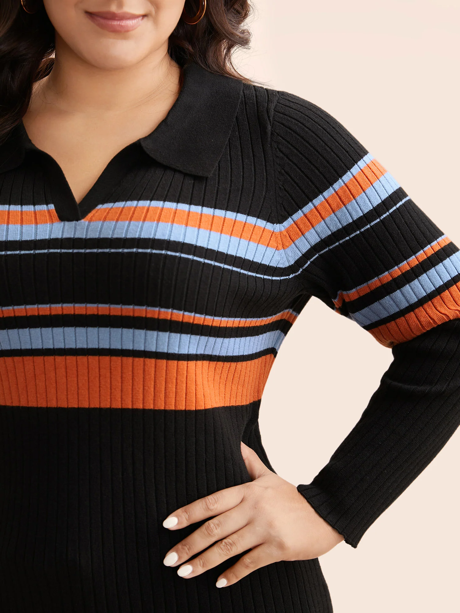 Supersoft Essentials Colored Striped Polo Neck Pullover - Image 4