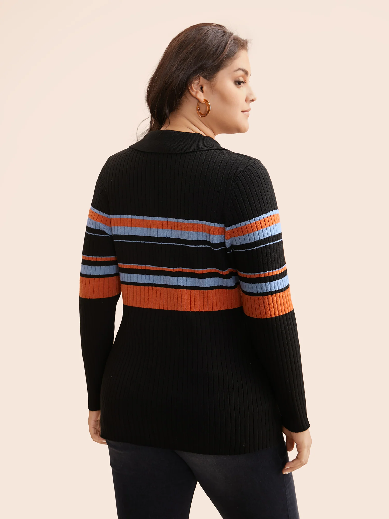 Supersoft Essentials Colored Striped Polo Neck Pullover - Image 5