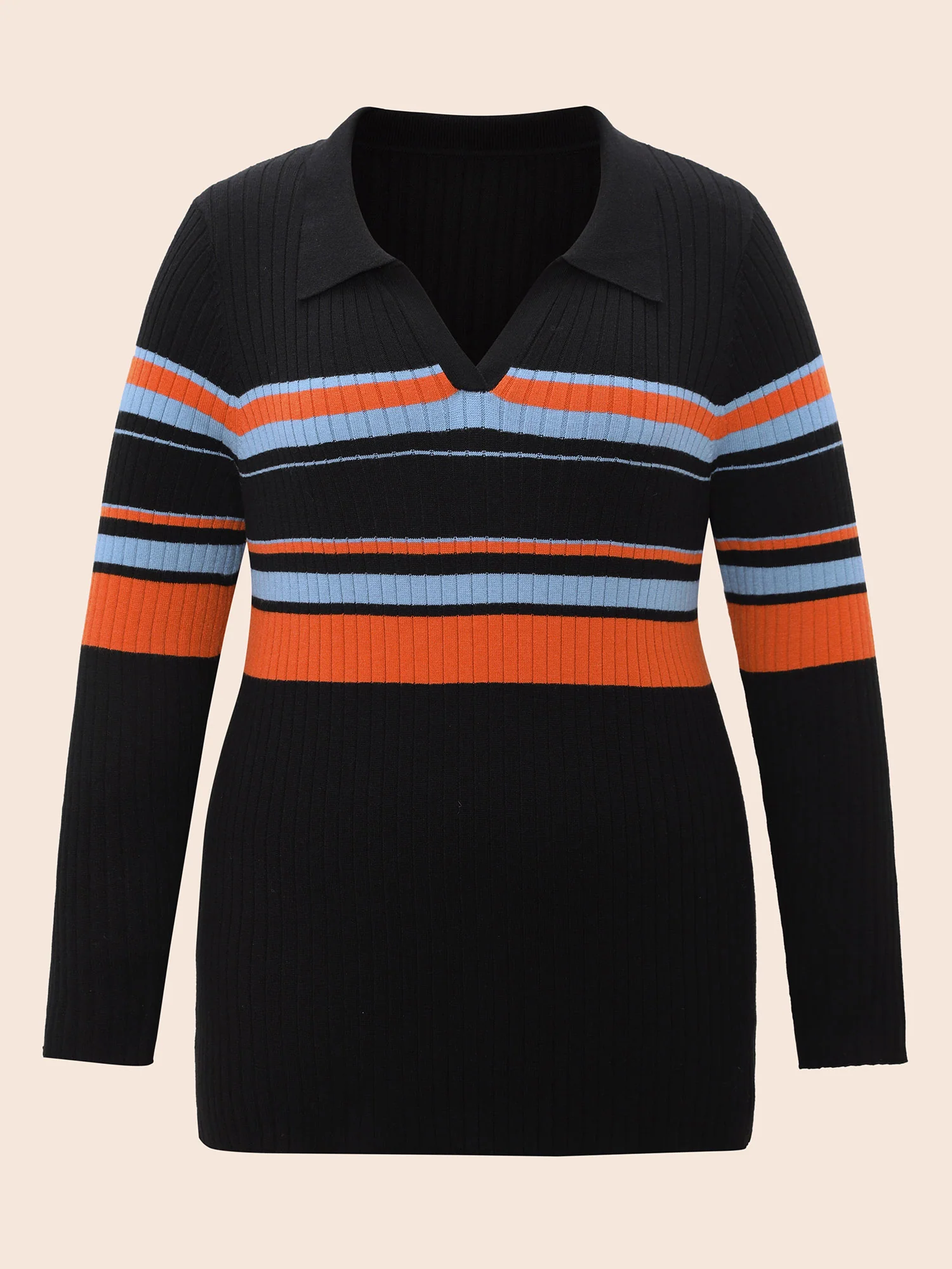 Supersoft Essentials Colored Striped Polo Neck Pullover - Image 8