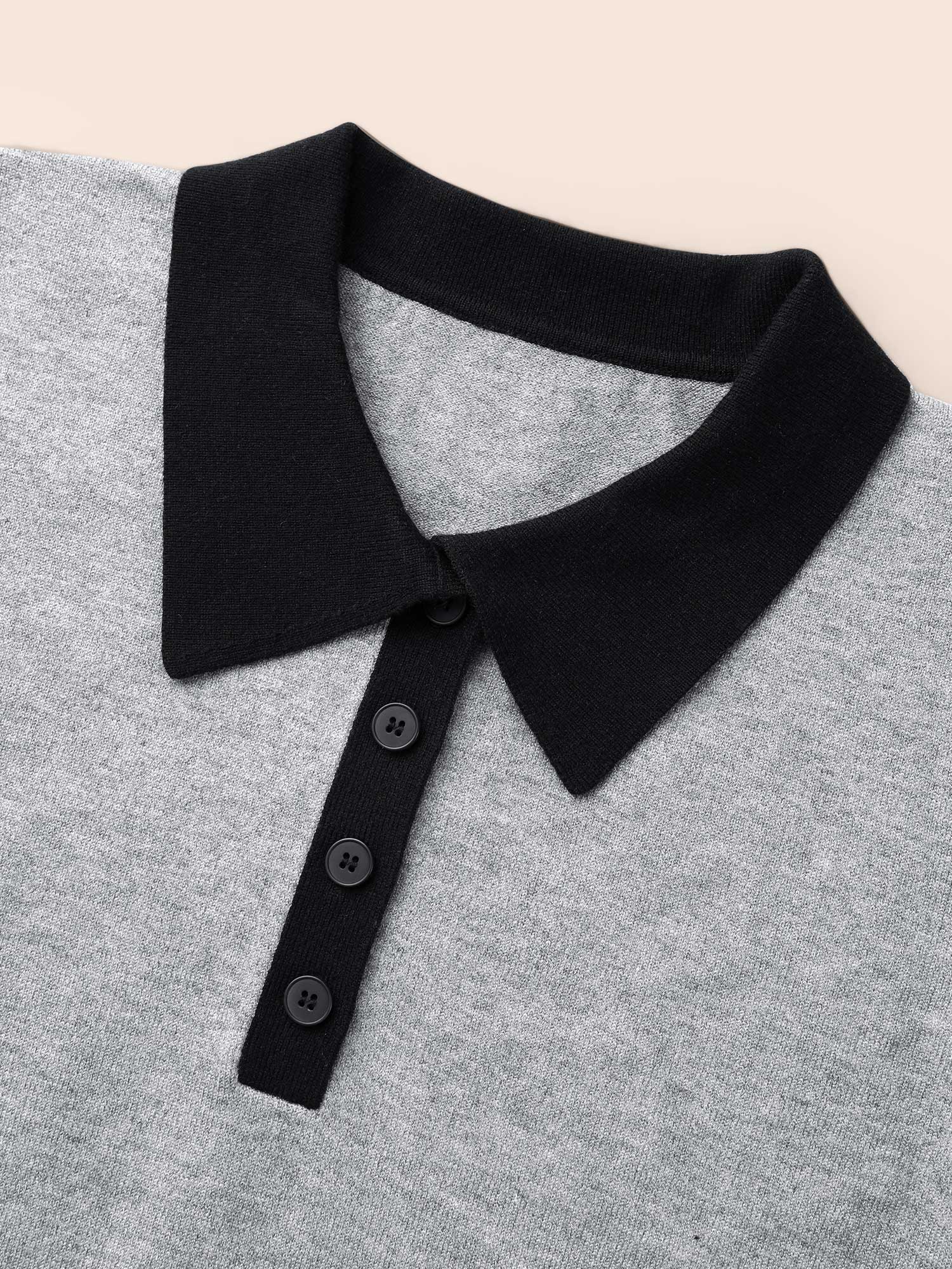 Supersoft Essentials Contrast Polo Neck Button Up Pullover - Image 6