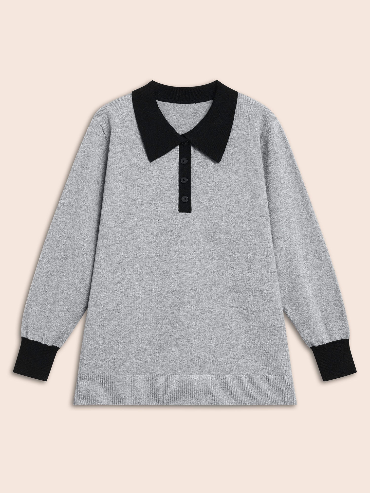 Supersoft Essentials Contrast Polo Neck Button Up Pullover - Image 8