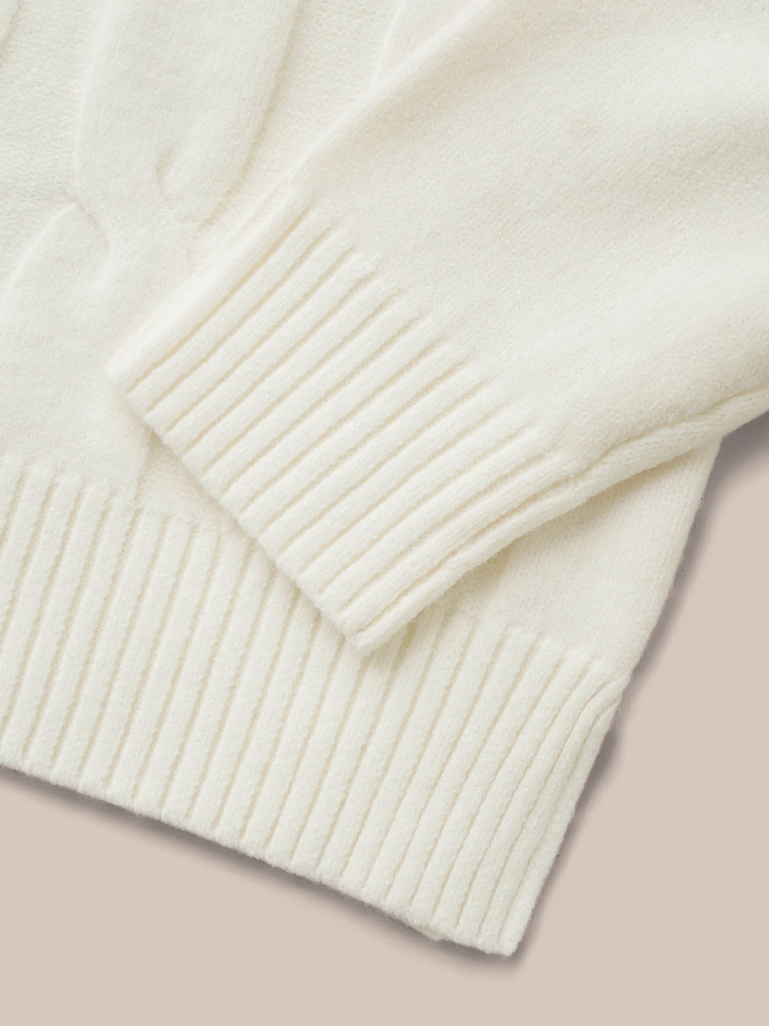 Supersoft Essentials Contrast Polo Neck Cable Knit Pullover - Image 7