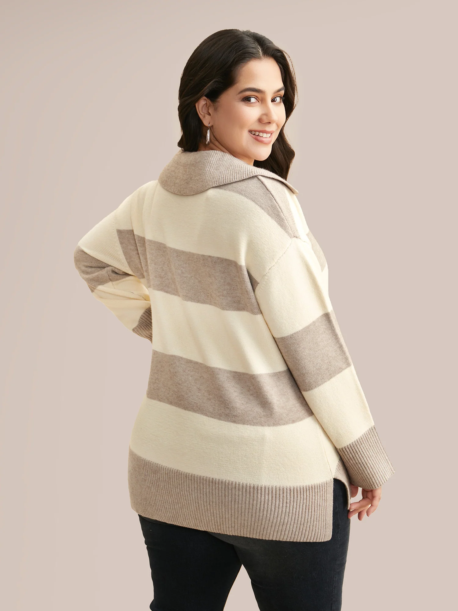 Supersoft Essentials Contrast Slit Hem Texture Pullover - Image 3