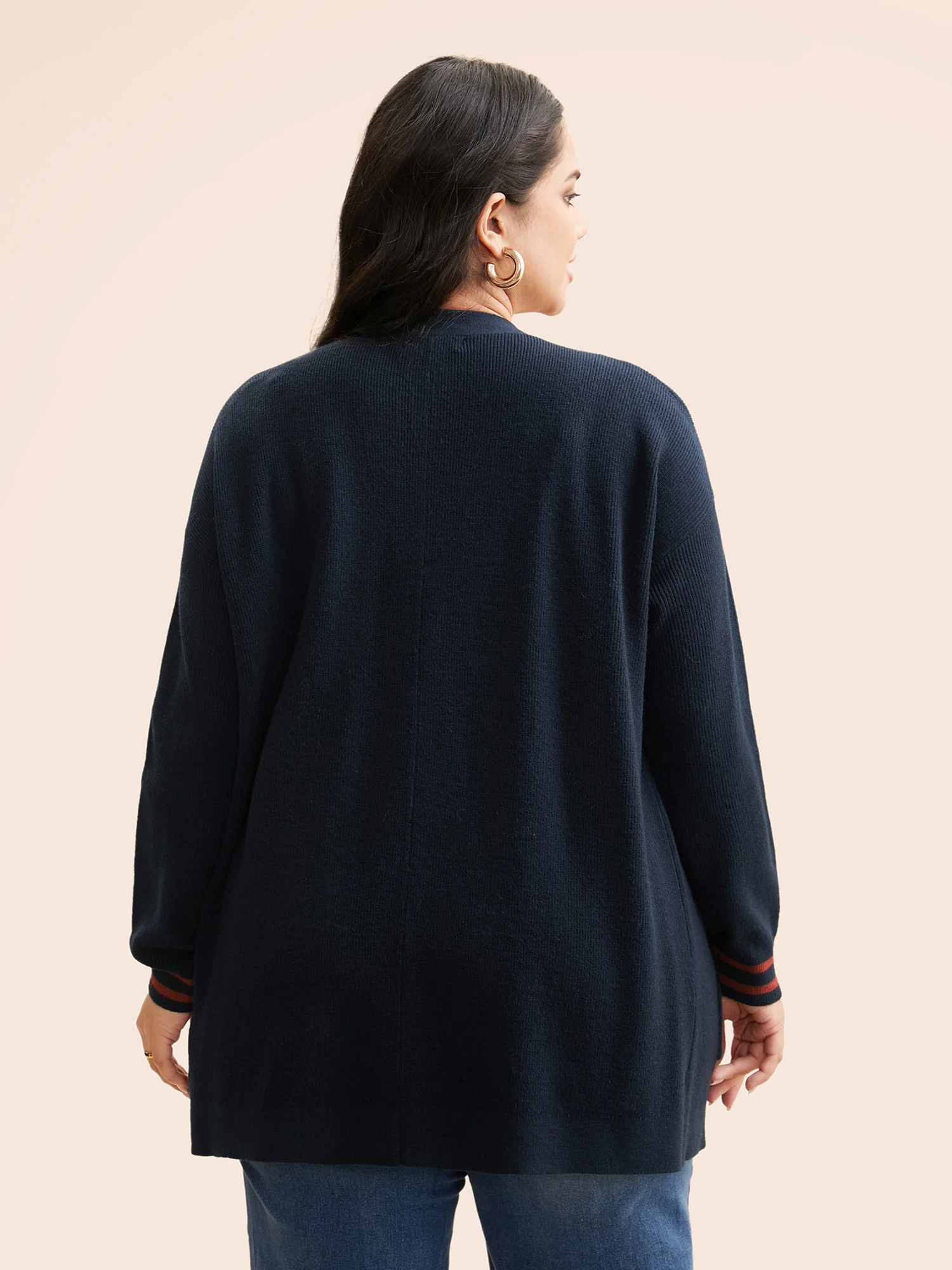 Supersoft Essentials Contrast Striped Kimono Collar Cardigan - Image 2