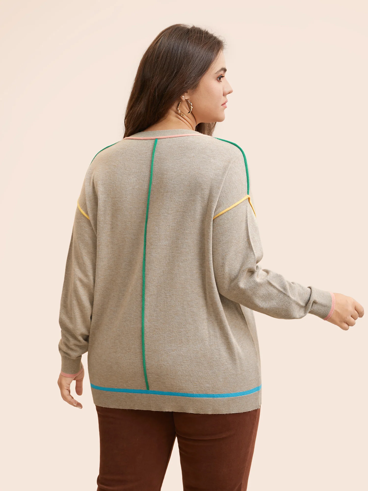 Supersoft Essentials Contrast Trim Drop Shoulder Pullover - Image 2