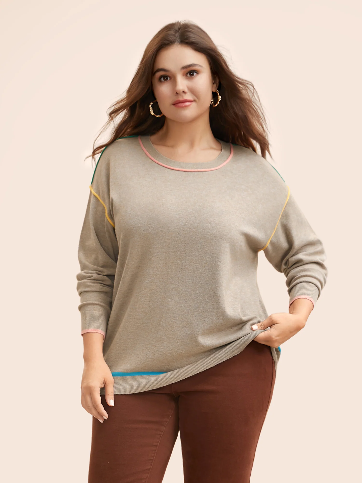 Supersoft Essentials Contrast Trim Drop Shoulder Pullover - Image 4