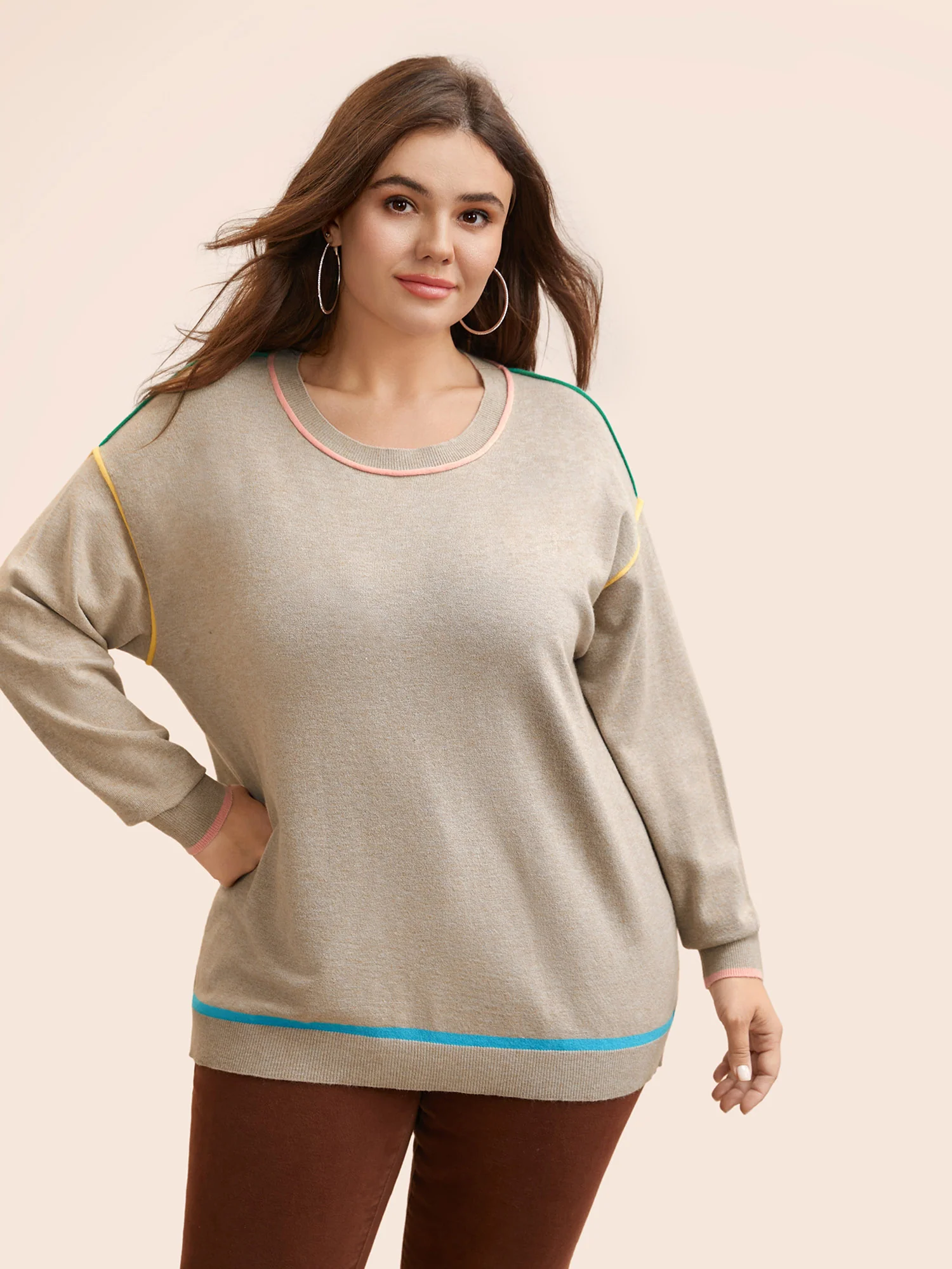 Supersoft Essentials Contrast Trim Drop Shoulder Pullover - Image 5