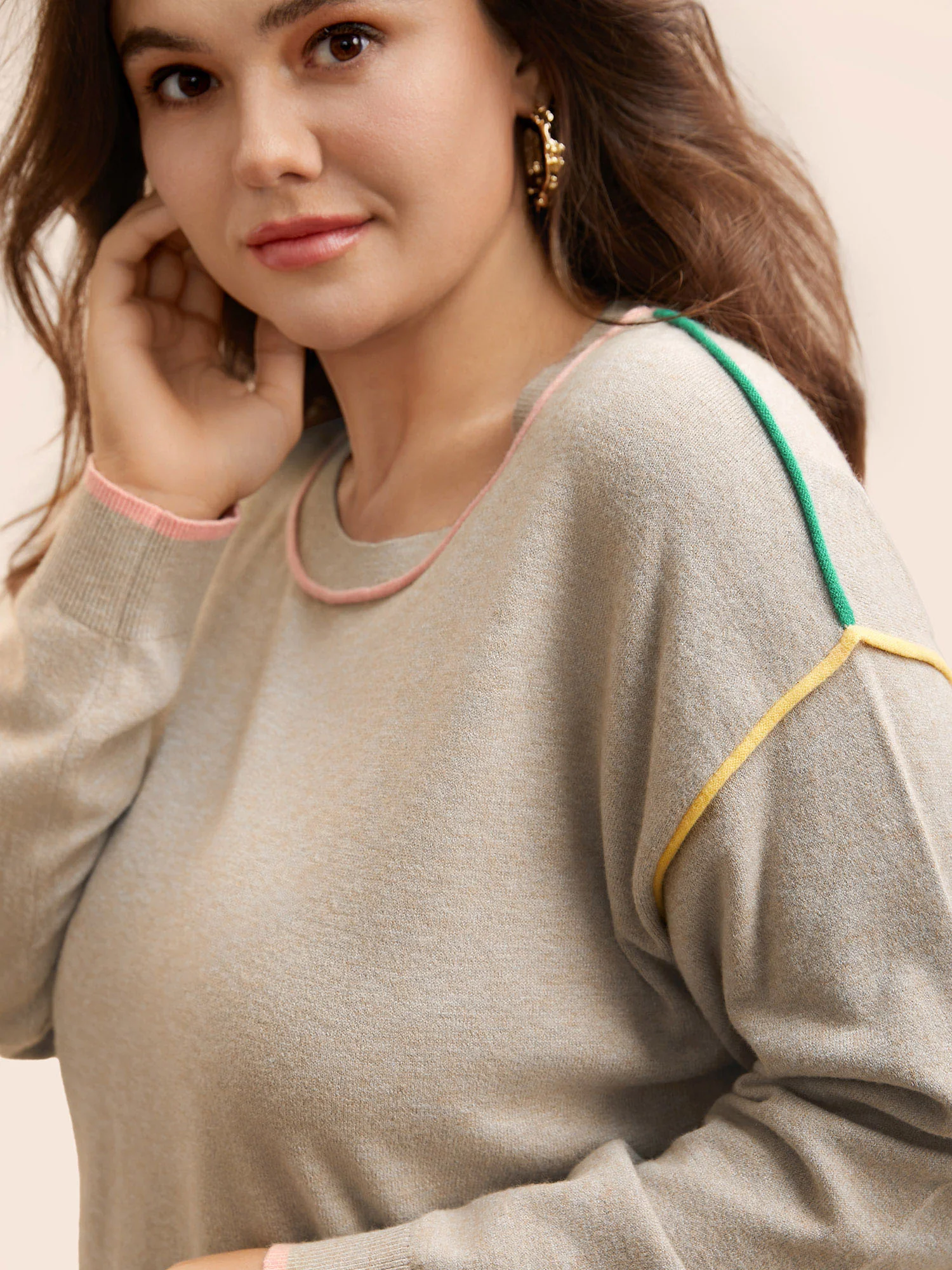 Supersoft Essentials Contrast Trim Drop Shoulder Pullover - Image 6