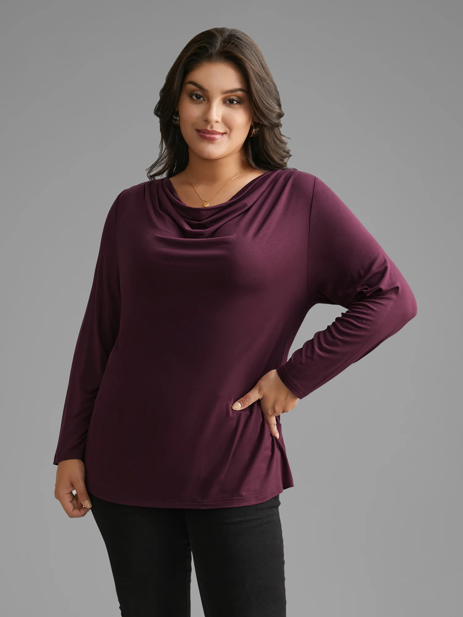 Supersoft Essentials Cowl Neck Stretchy T-shirt - Image 3