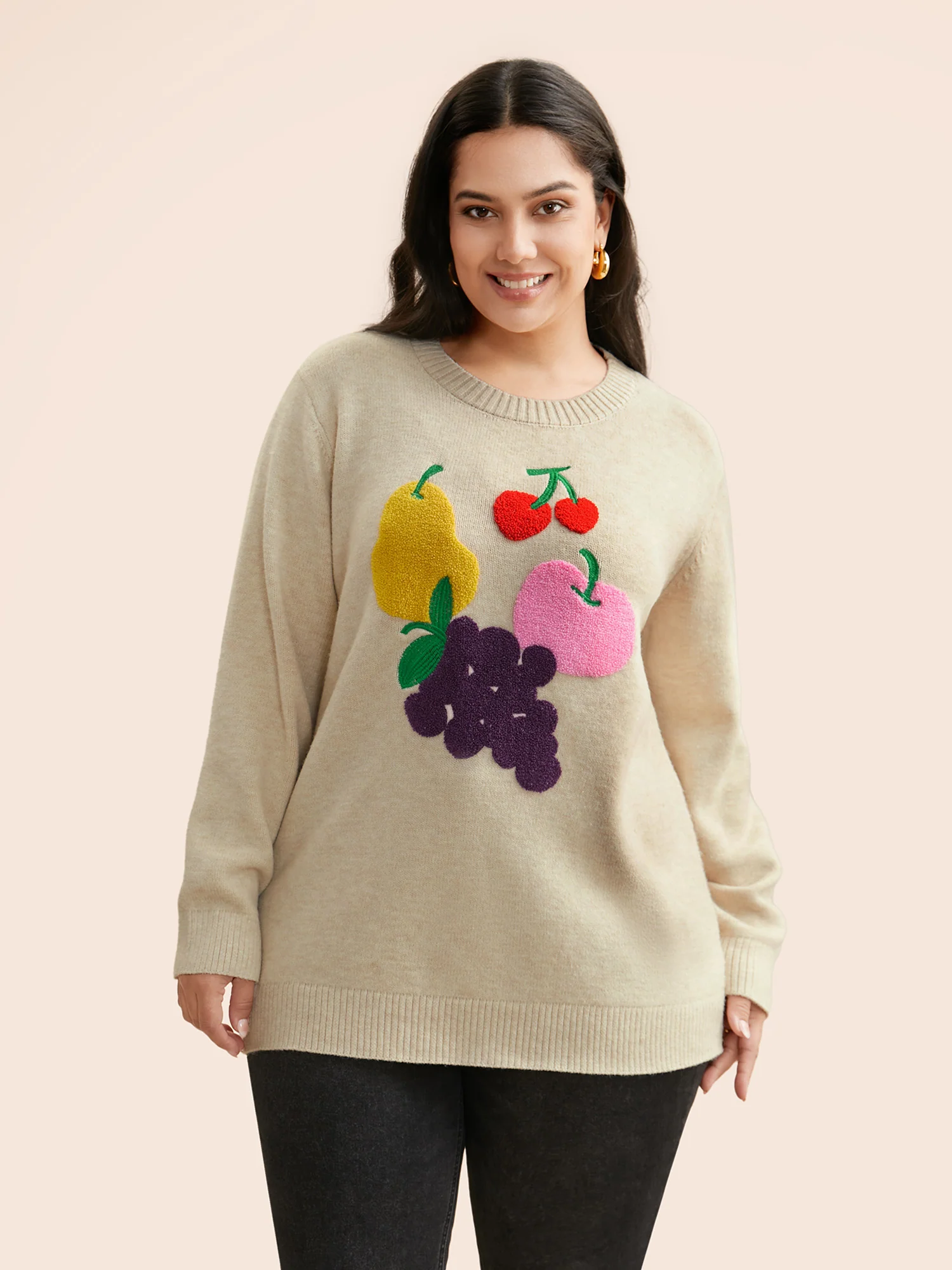 Supersoft Essentials Crew Neck Fruit Embroidered Pullover - Image 4
