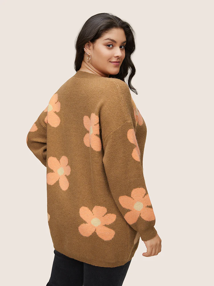 Supersoft Essentials Drop Shoulder Floral Jacquard Pullover - Image 2