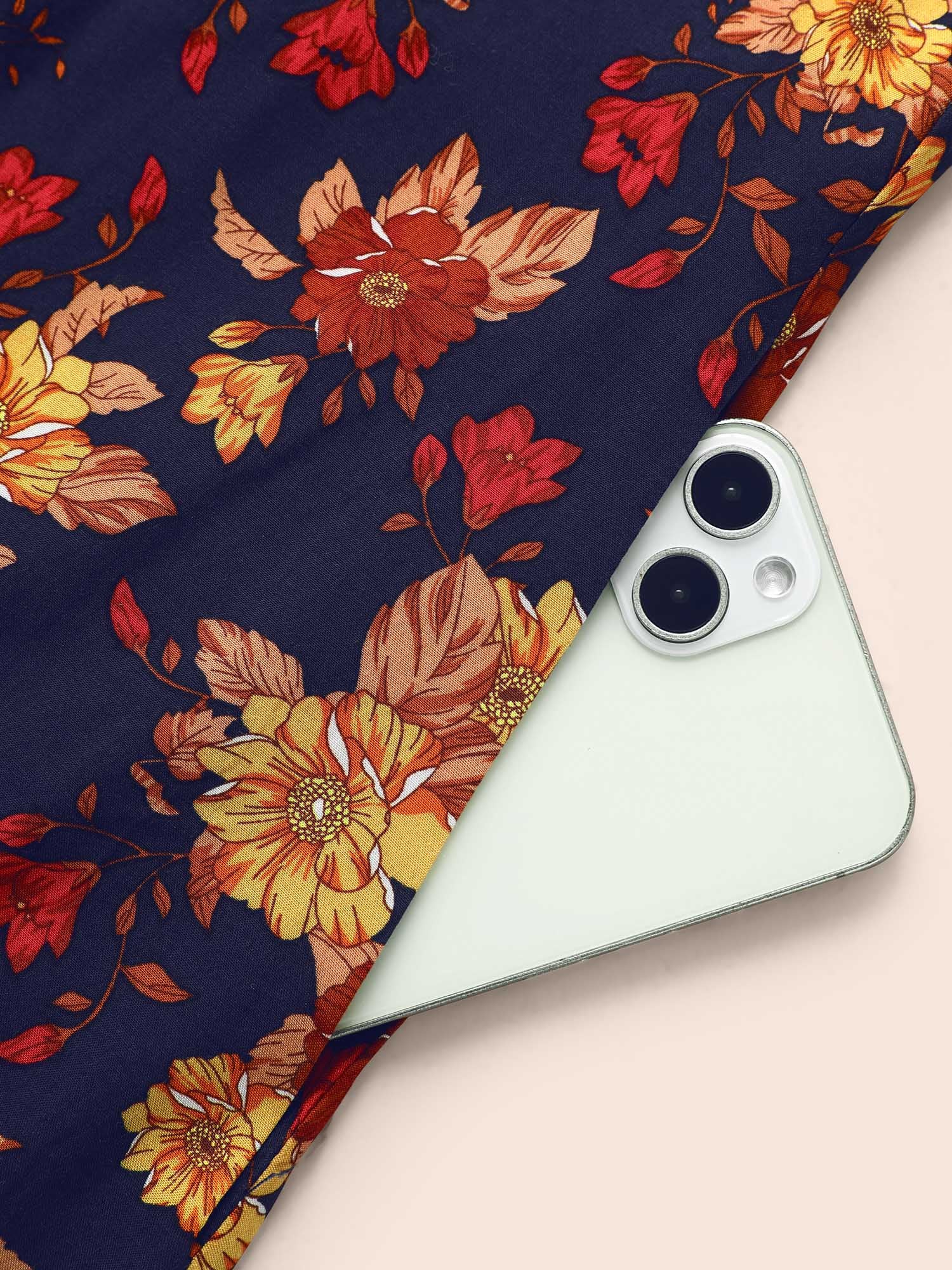 Supersoft Essentials Floral Print Pocket V Neck Dress - Image 5