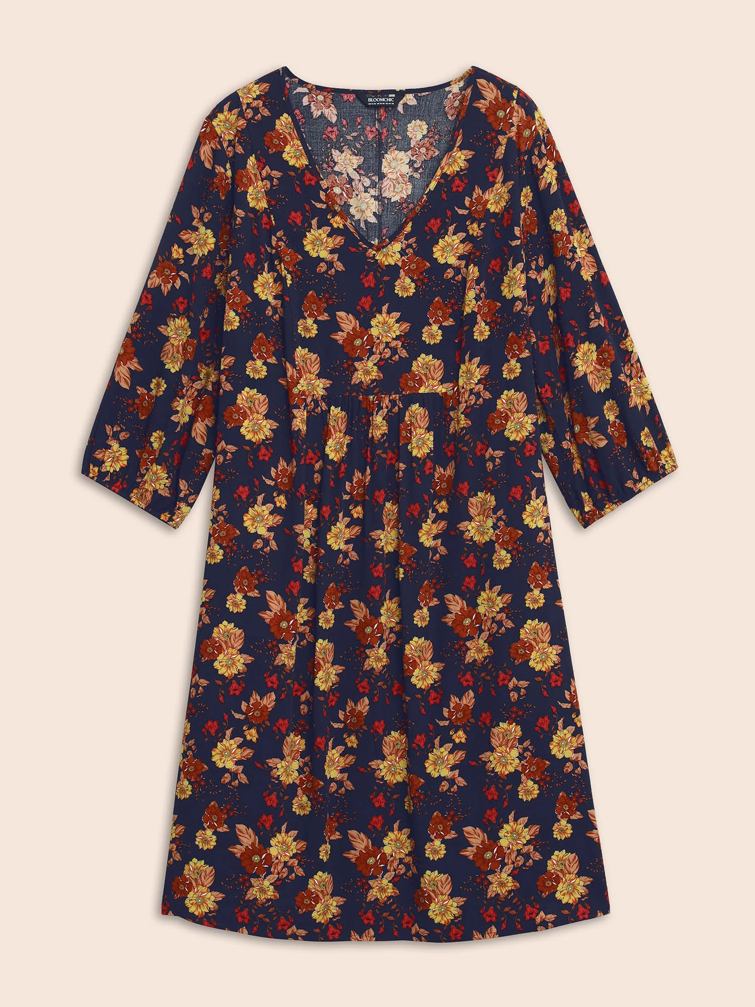 Supersoft Essentials Floral Print Pocket V Neck Dress - Image 7