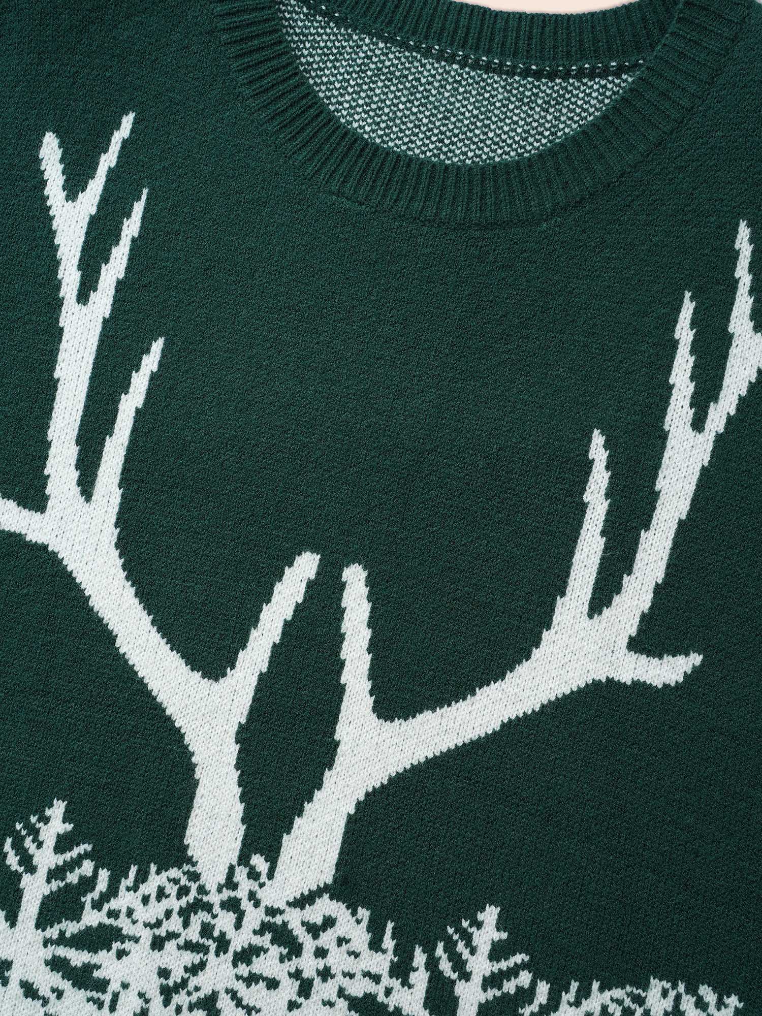 Supersoft Essentials Frosty Deer Pattern Contrast Color Pullover - Image 5