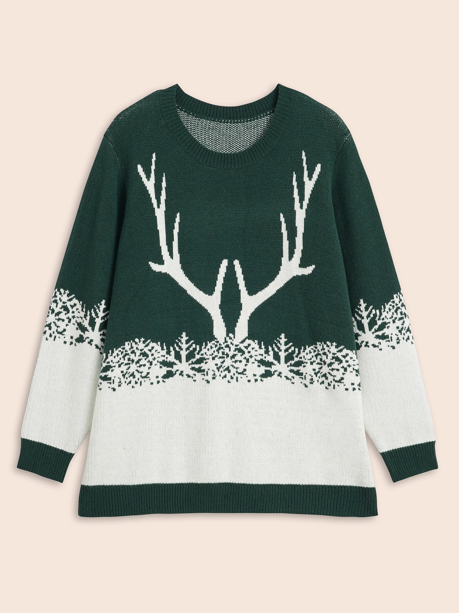 Supersoft Essentials Frosty Deer Pattern Contrast Color Pullover - Image 7