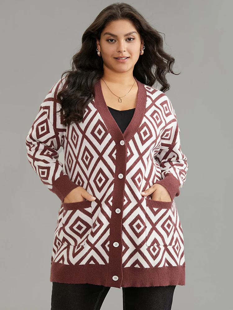 Supersoft Essentials Geometric Button Through Cardigan - Image 3