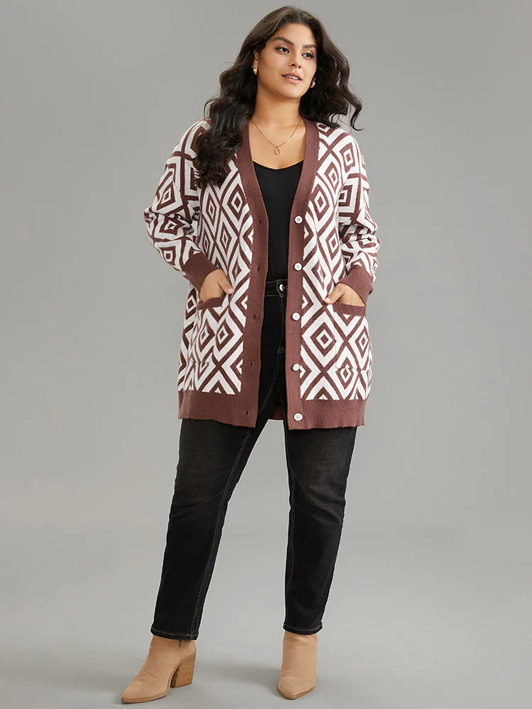 Supersoft Essentials Geometric Button Through Cardigan - Image 4