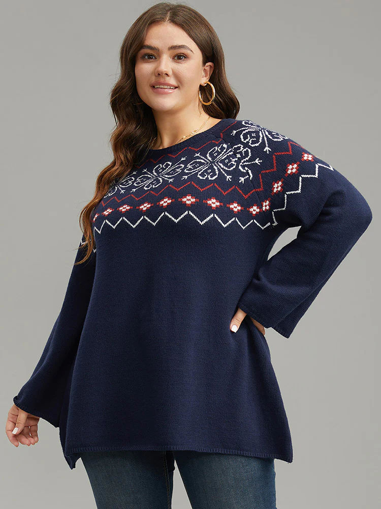 Supersoft Essentials Geometric Bell Sleeve Pullover