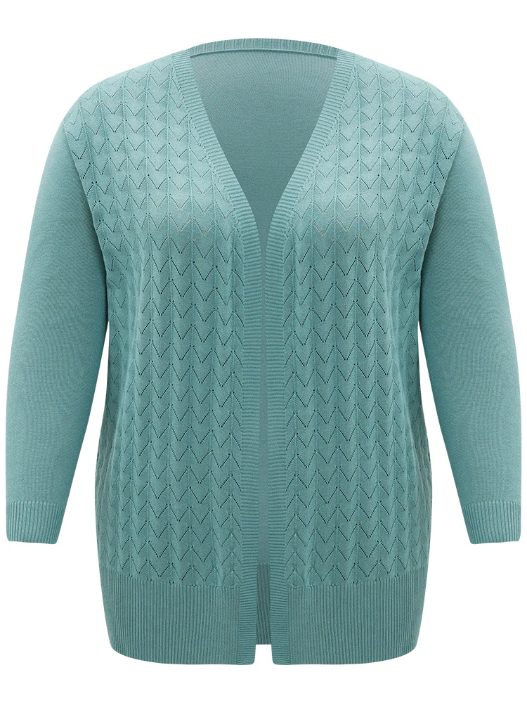 Supersoft Essentials Geometric Eyelet Open Front Cardigan - Image 11