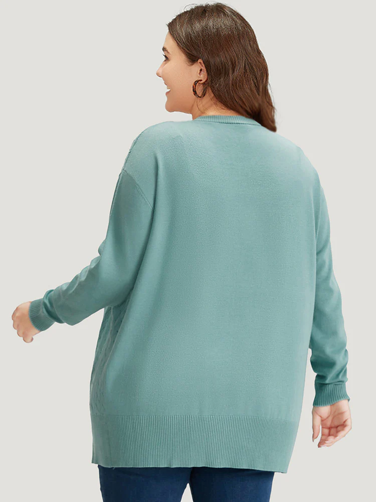 Supersoft Essentials Geometric Eyelet Open Front Cardigan - Image 2