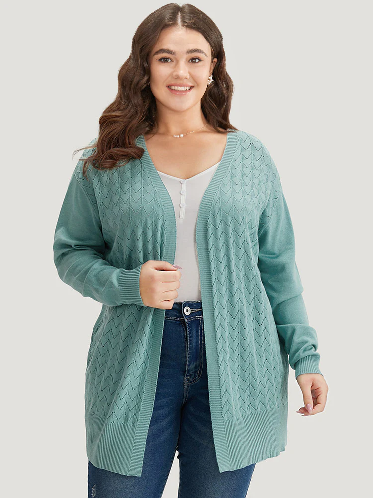 Supersoft Essentials Geometric Eyelet Open Front Cardigan - Image 3