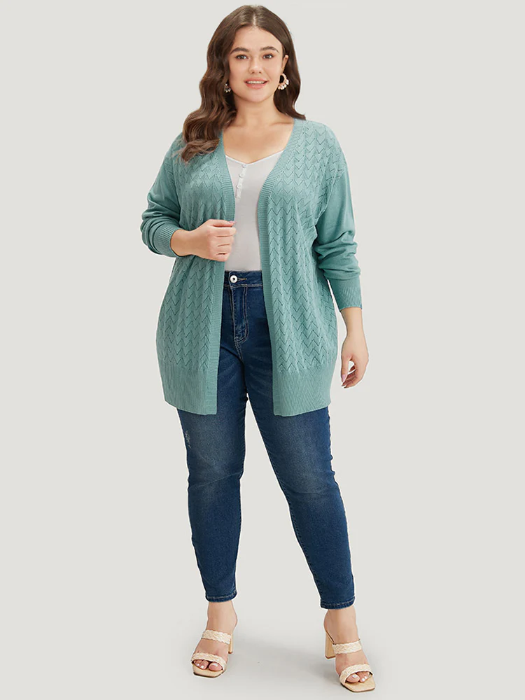 Supersoft Essentials Geometric Eyelet Open Front Cardigan - Image 4