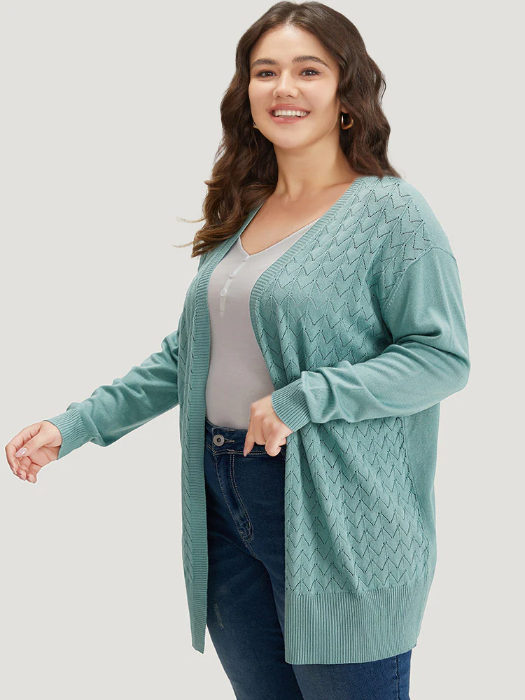 Supersoft Essentials Geometric Eyelet Open Front Cardigan - Image 5