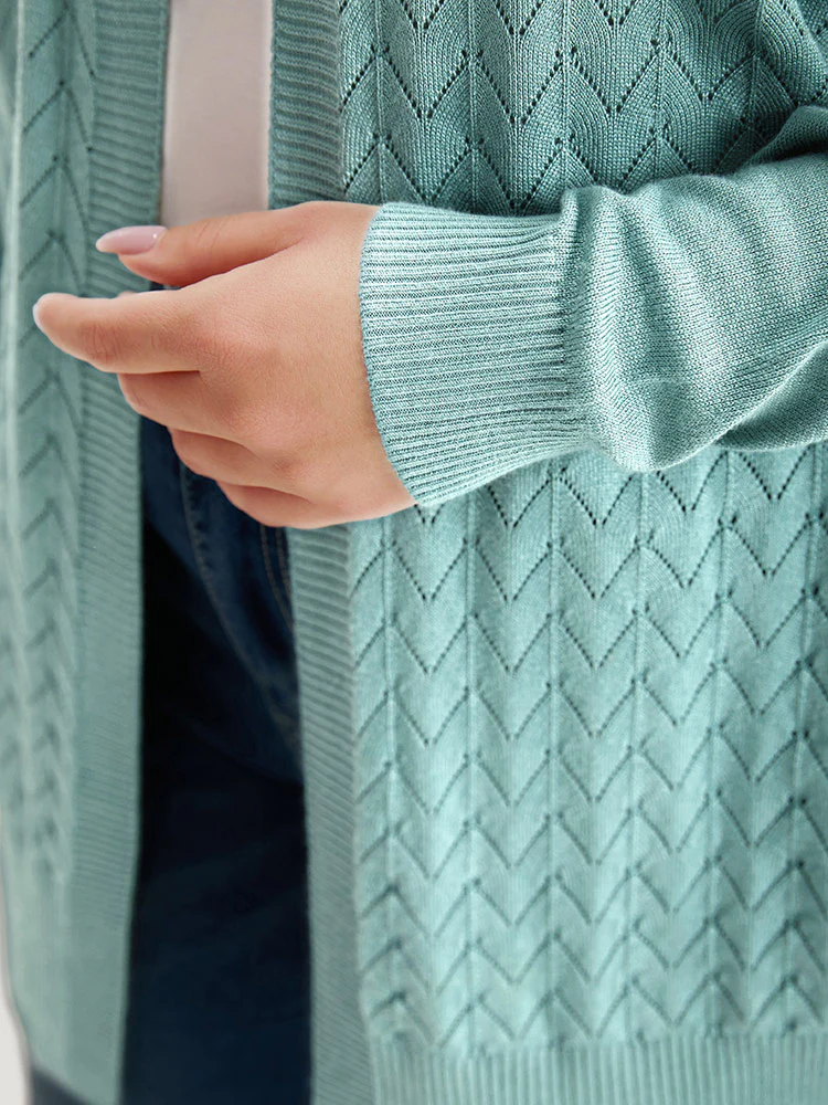 Supersoft Essentials Geometric Eyelet Open Front Cardigan - Image 9