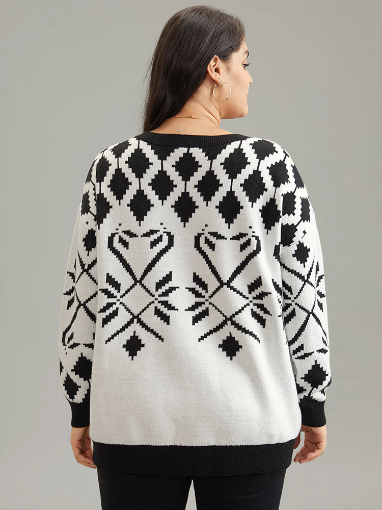 Supersoft Essentials Geometric Jacquard Crew Neck Pullover - Image 2
