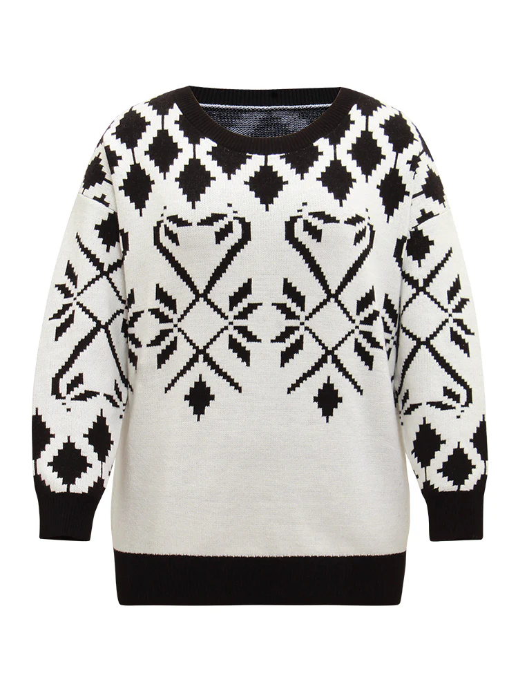 Supersoft Essentials Geometric Jacquard Crew Neck Pullover - Image 6