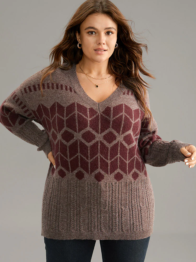 Supersoft Essentials Geometric Knit Jacquard Pullover