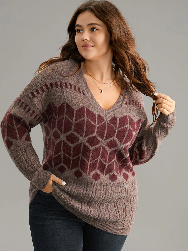 Supersoft Essentials Geometric Knit Jacquard Pullover - Image 3