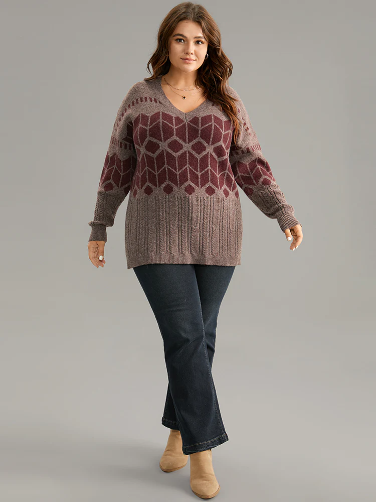 Supersoft Essentials Geometric Knit Jacquard Pullover - Image 4
