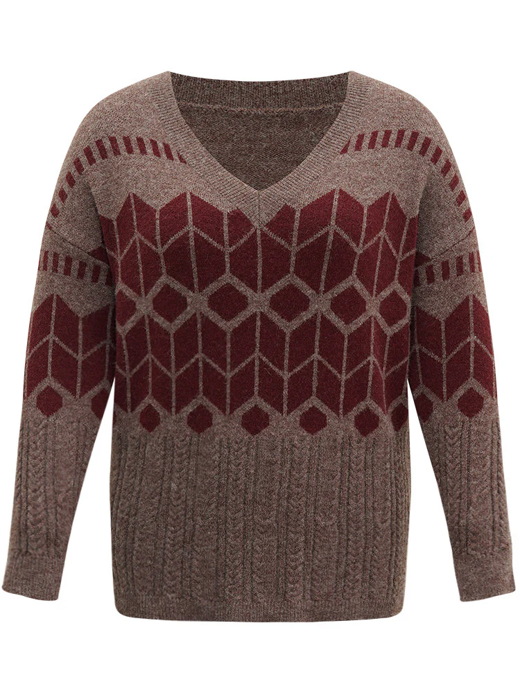 Supersoft Essentials Geometric Knit Jacquard Pullover - Image 6