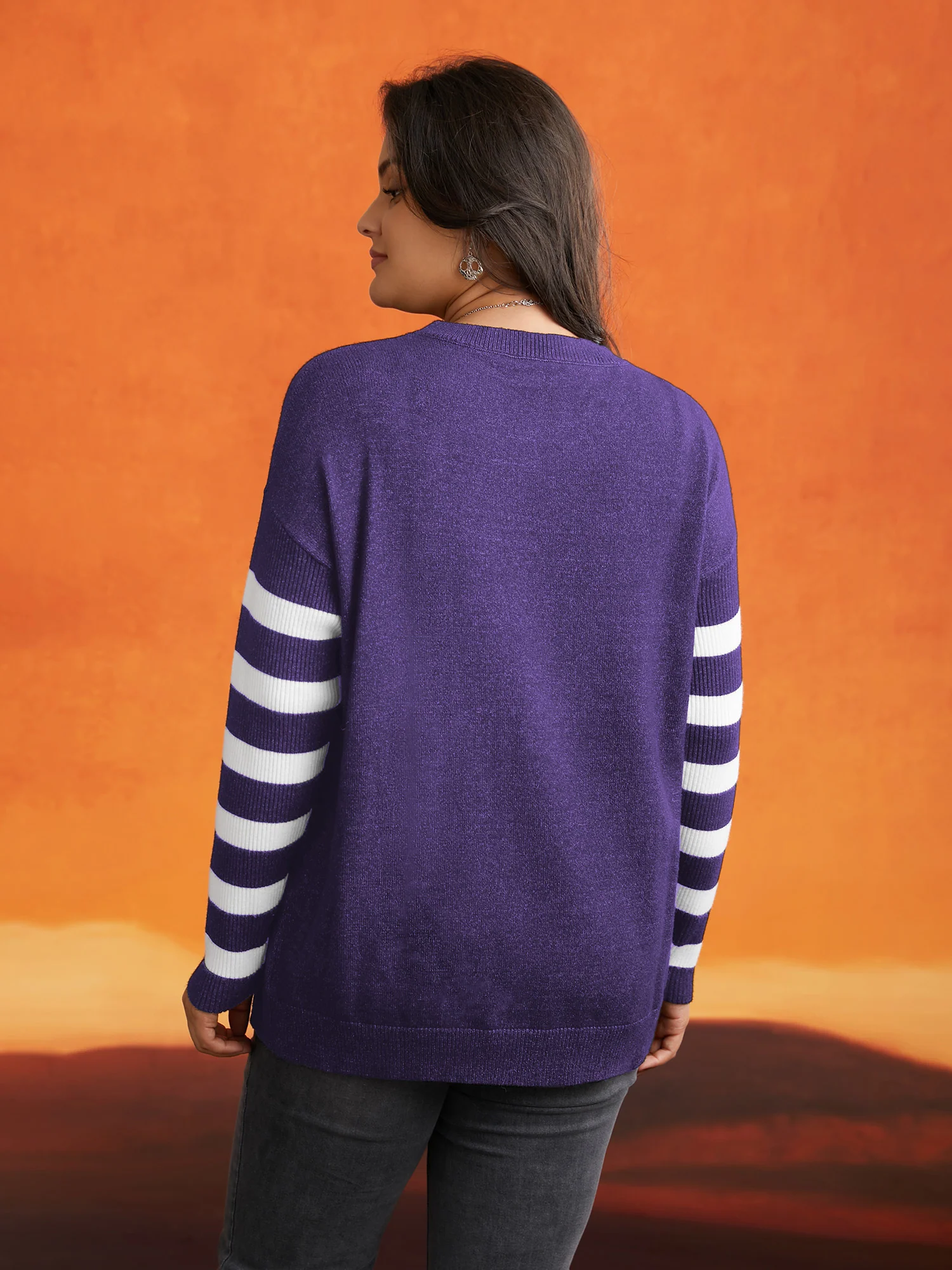 Supersoft Essentials Gothic Skull Striped Sleeves Pullover - Image 2