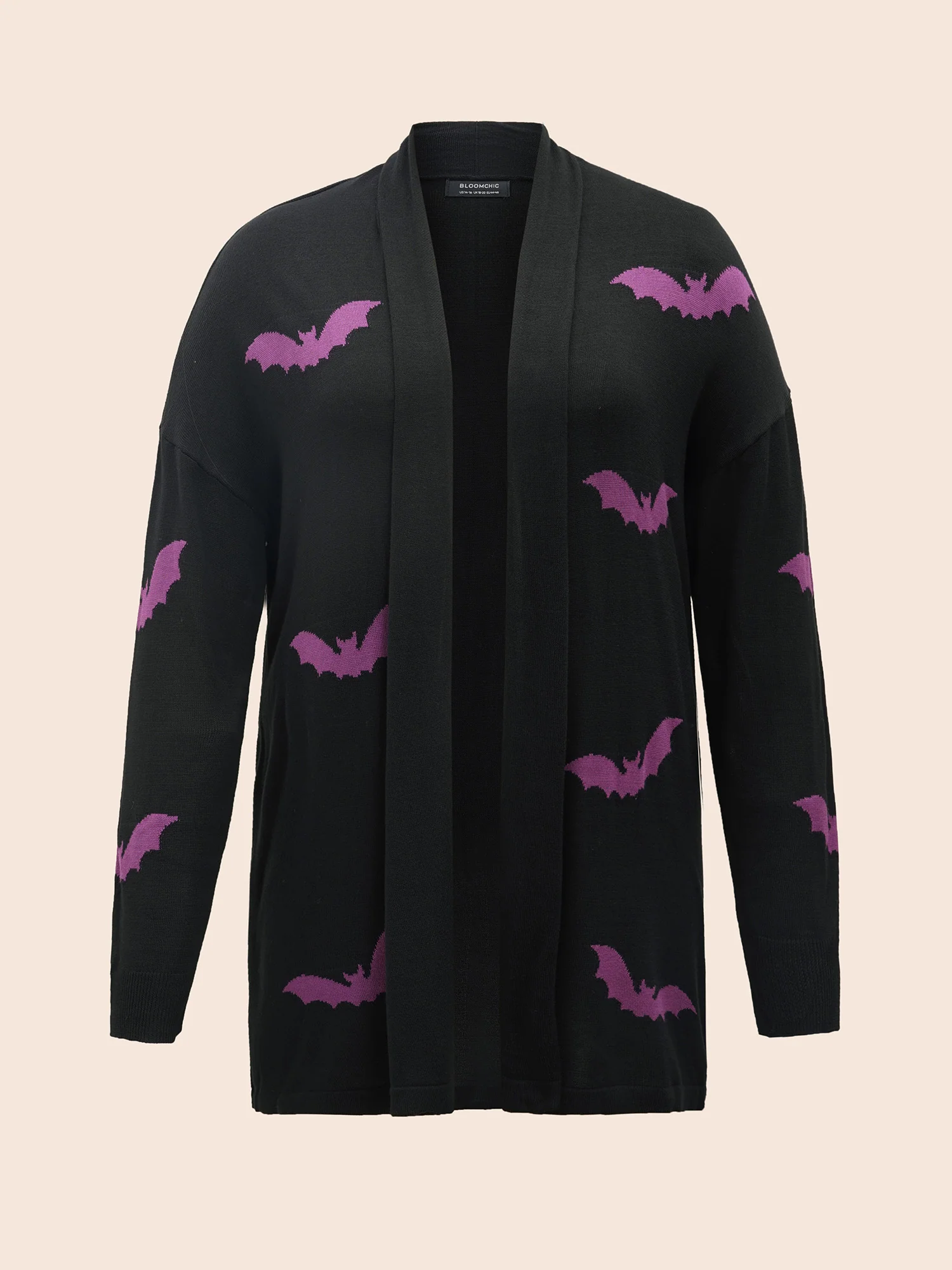 Supersoft Essentials Halloween Bat Pattern Lapel Collar Cardigan - Image 10