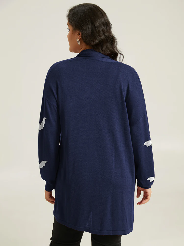 Supersoft Essentials Halloween Bat Pattern Lapel Collar Cardigan - Image 18