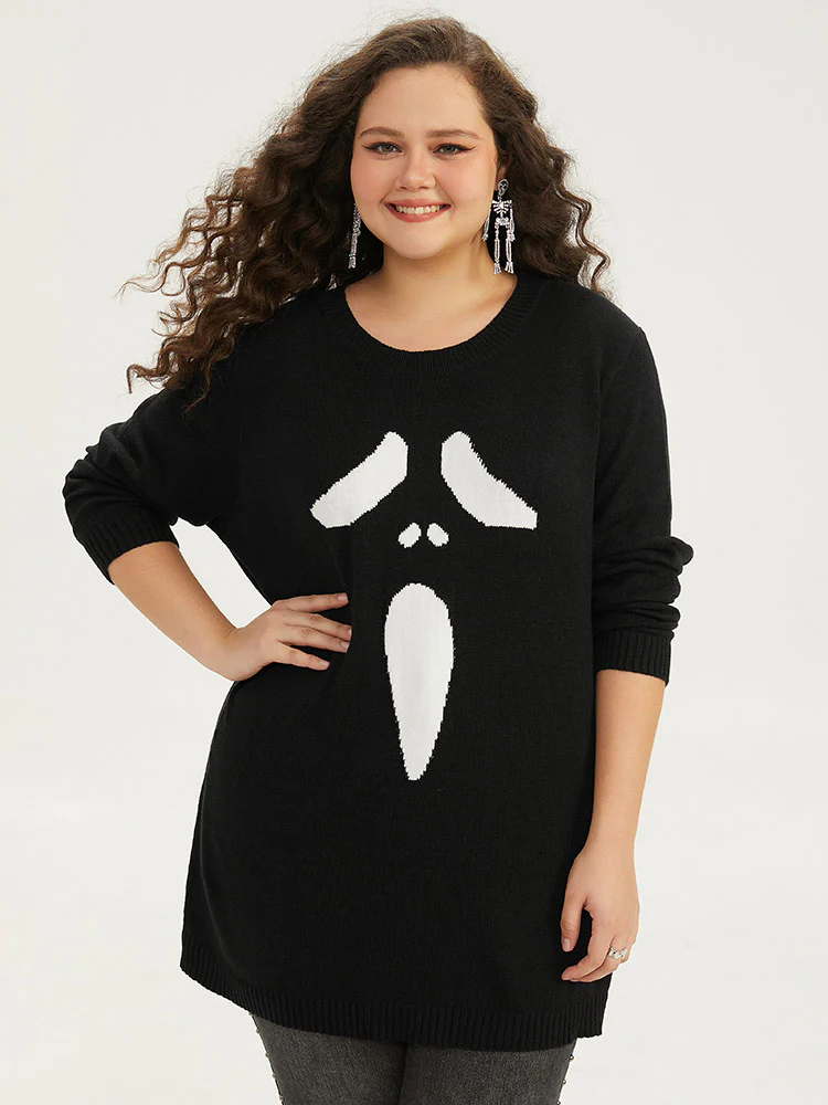 Supersoft Essentials Halloween Ghost Face Print Pullover - Image 4