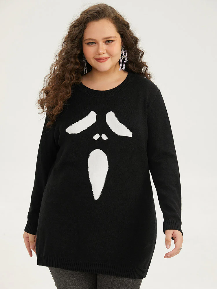 Supersoft Essentials Halloween Ghost Face Print Pullover - Image 5