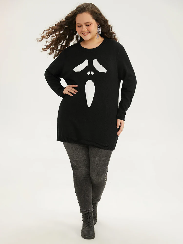 Supersoft Essentials Halloween Ghost Face Print Pullover - Image 7
