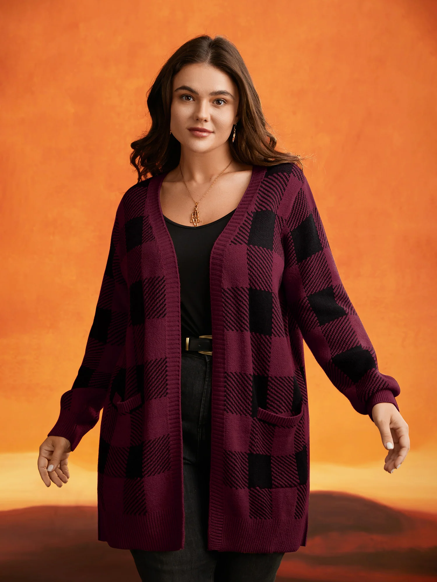 Supersoft Essentials Plaid Open Cardigan - Image 3