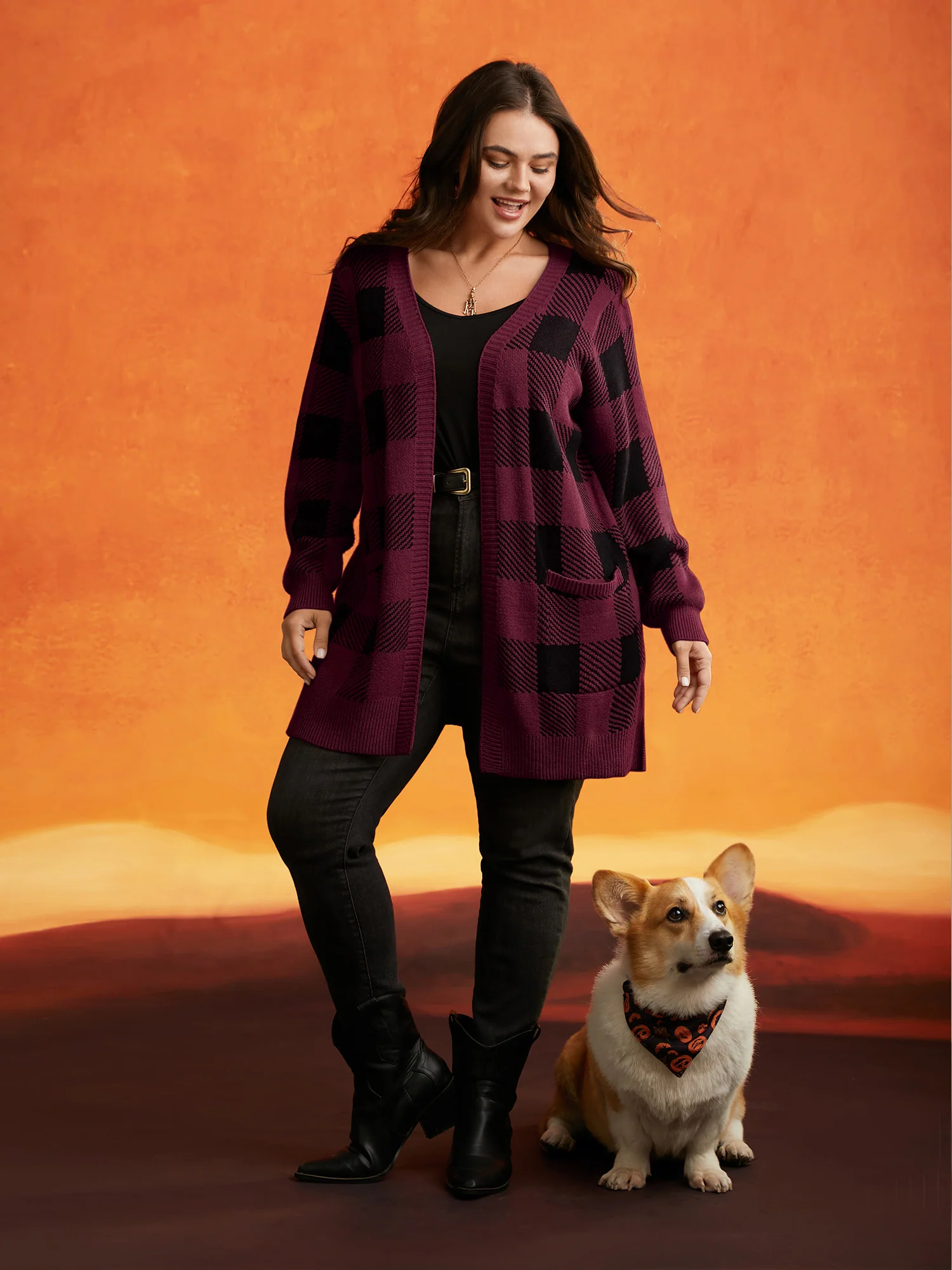 Supersoft Essentials Plaid Open Cardigan - Image 4