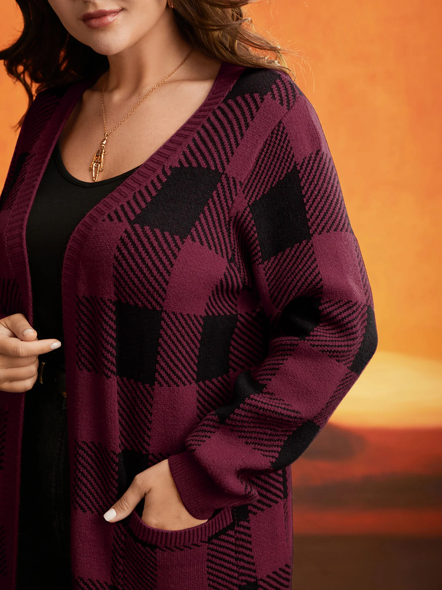 Supersoft Essentials Plaid Open Cardigan - Image 5