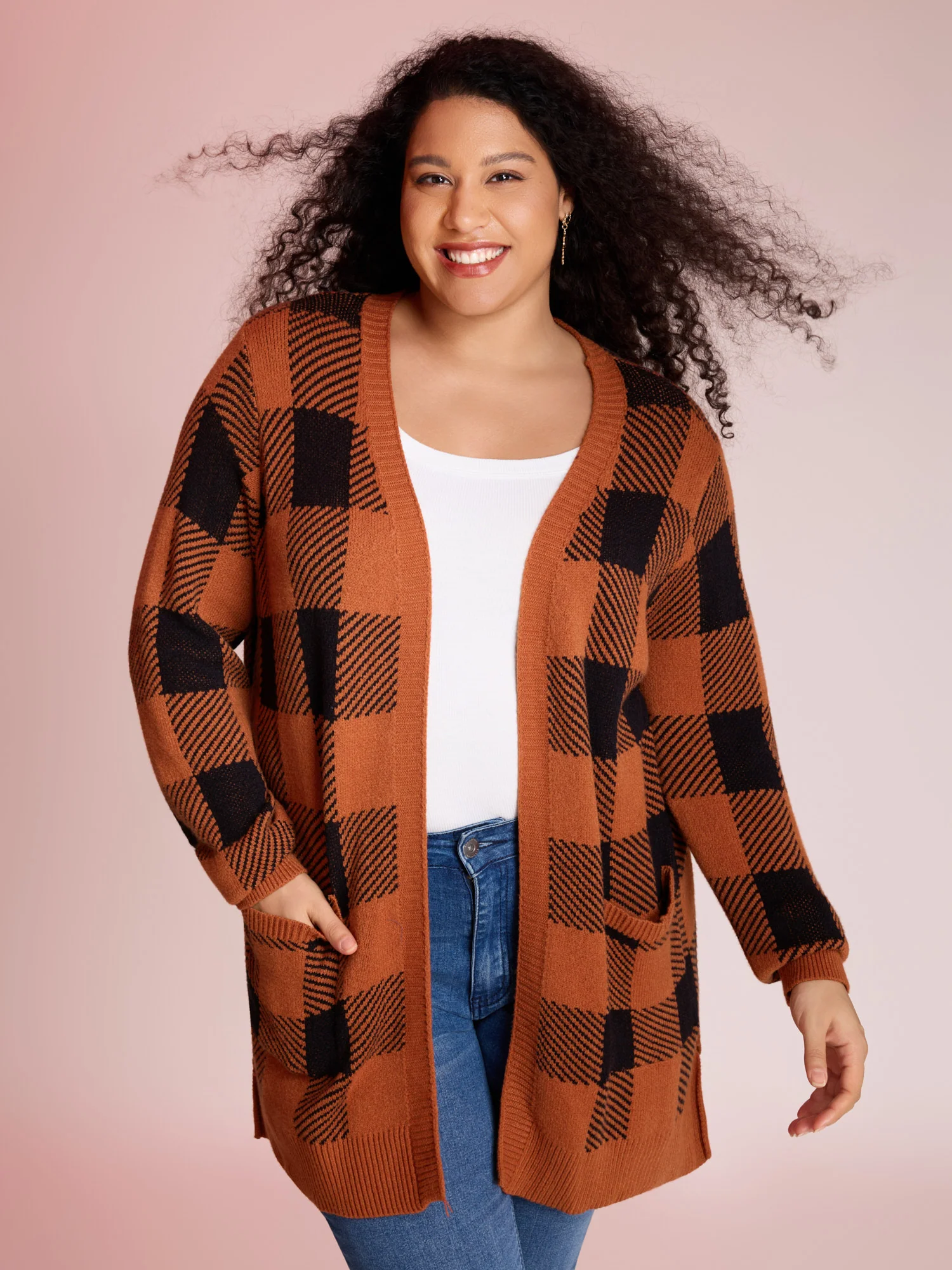 Supersoft Essentials Plaid Open Cardigan - Image 6