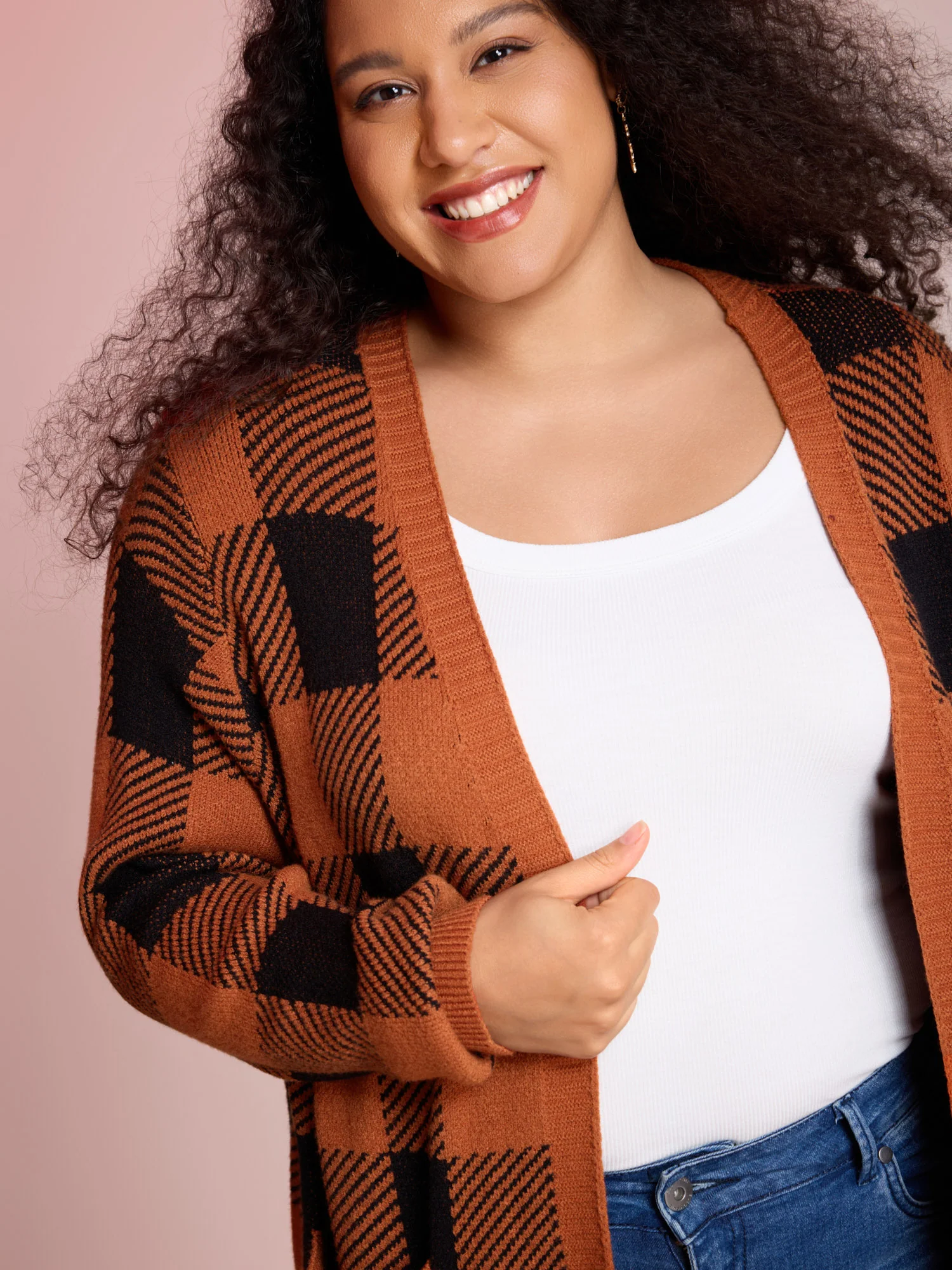 Supersoft Essentials Plaid Open Cardigan - Image 7
